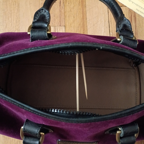 Dooney And Bourke Vintage Velvet Purple Satchel - Picture 7 of 8